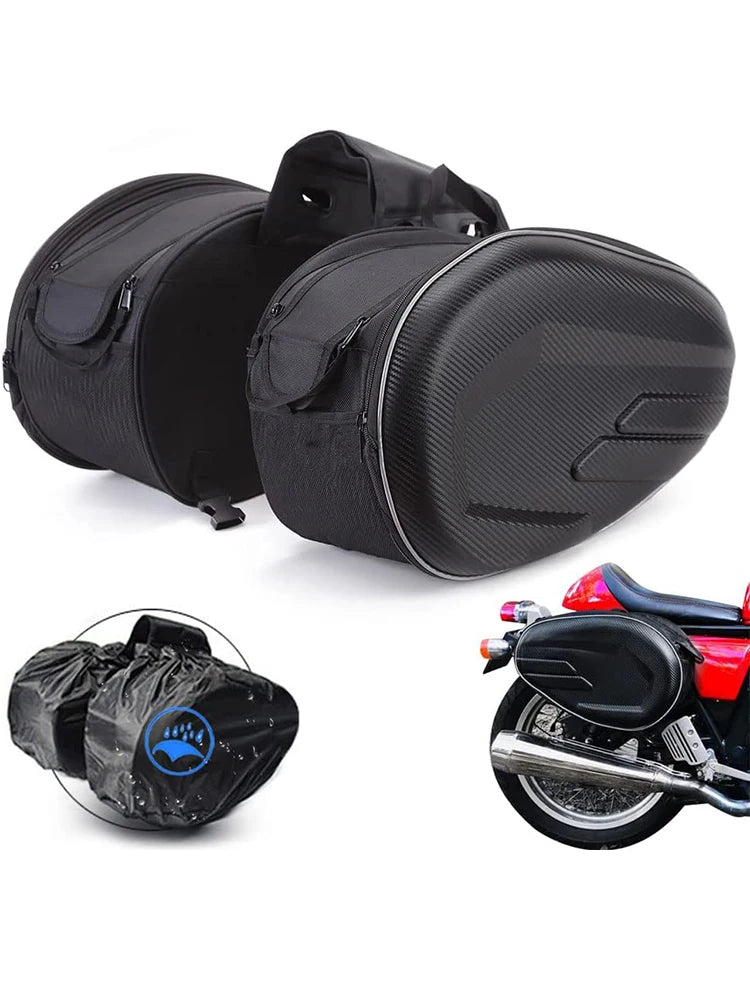Sacoches Moto Étanches x2 – Rangement Casque & Accessoires + Housses Anti-Pluie Offertes