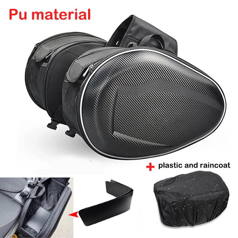Sacoches Moto Étanches x2 – Rangement Casque & Accessoires + Housses Anti-Pluie Offertes