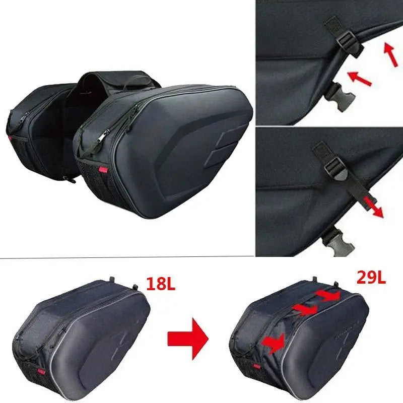Sacoches Moto Étanches x2 – Rangement Casque & Accessoires + Housses Anti-Pluie Offertes