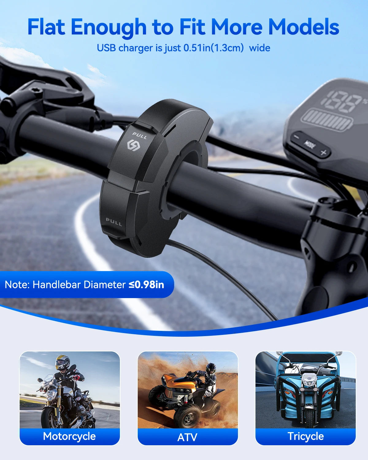 Chargeur Moto USB + Type-C 48W – Étanche IP65, Fixation Guidon, PD + QC3.0 Ultra Rapide